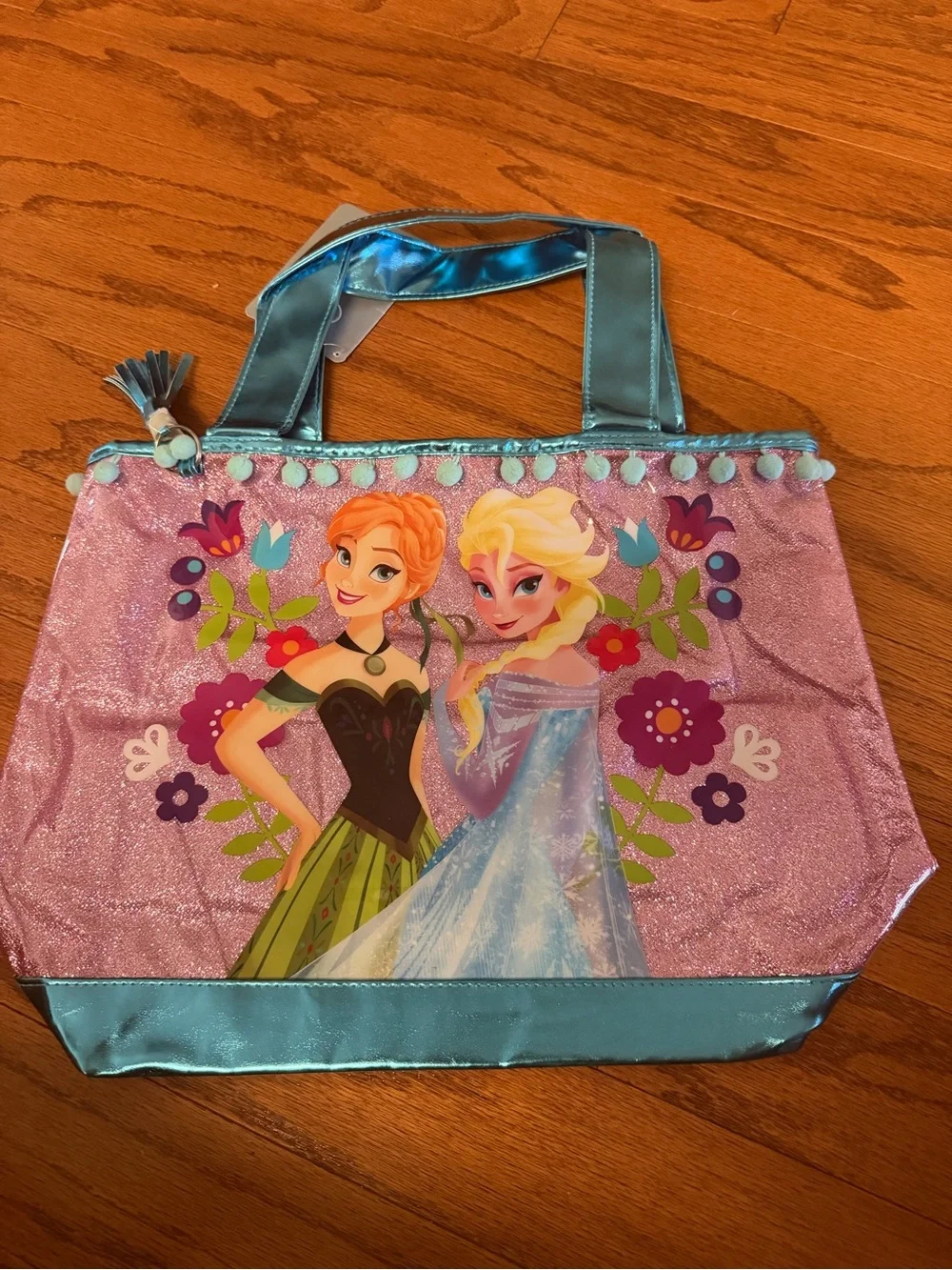 Frozen-Themed Girls' Sparkle Pink and Teal Tote Bag NEW condition